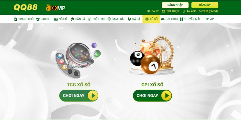 Sảnh Xổ số QQ88 hỗ trợ đầy đủ các đài quay thưởng Việt Nam với tỷ lệ trả thưởng 1 ăn 99 cạnh tranh